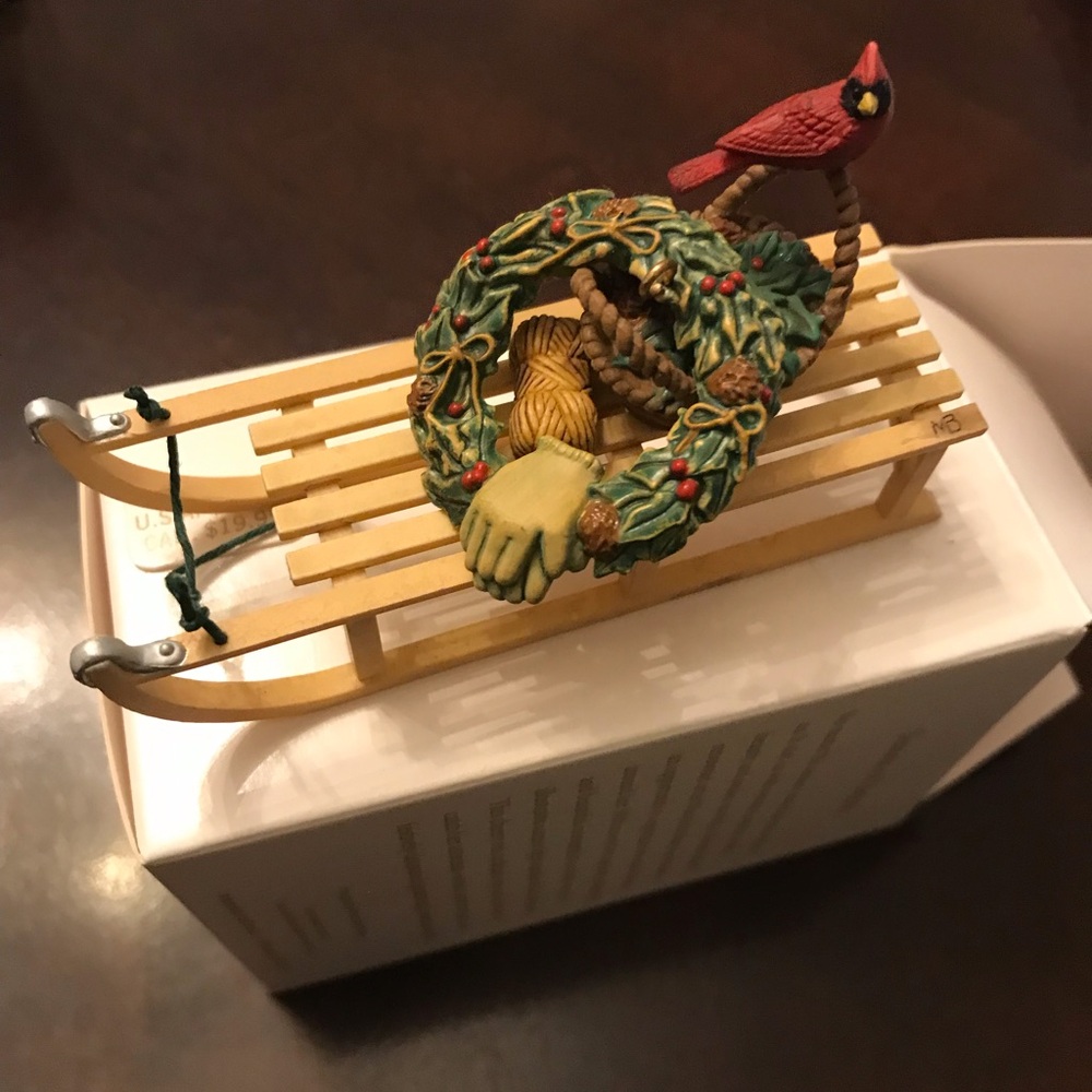 Decorative Bird Sled Ornament - Multicolor